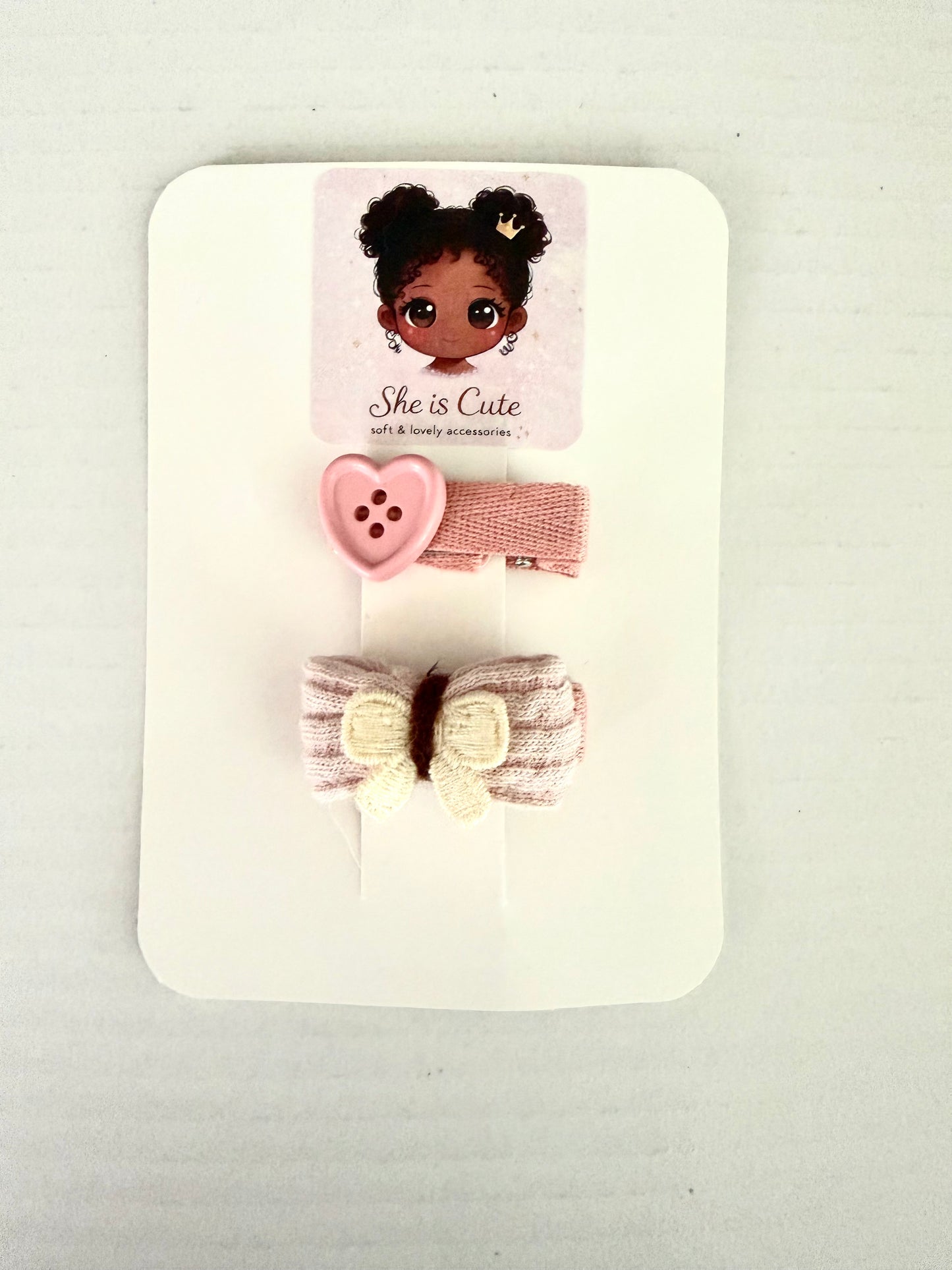 Pink Sweet Heart Clip Set