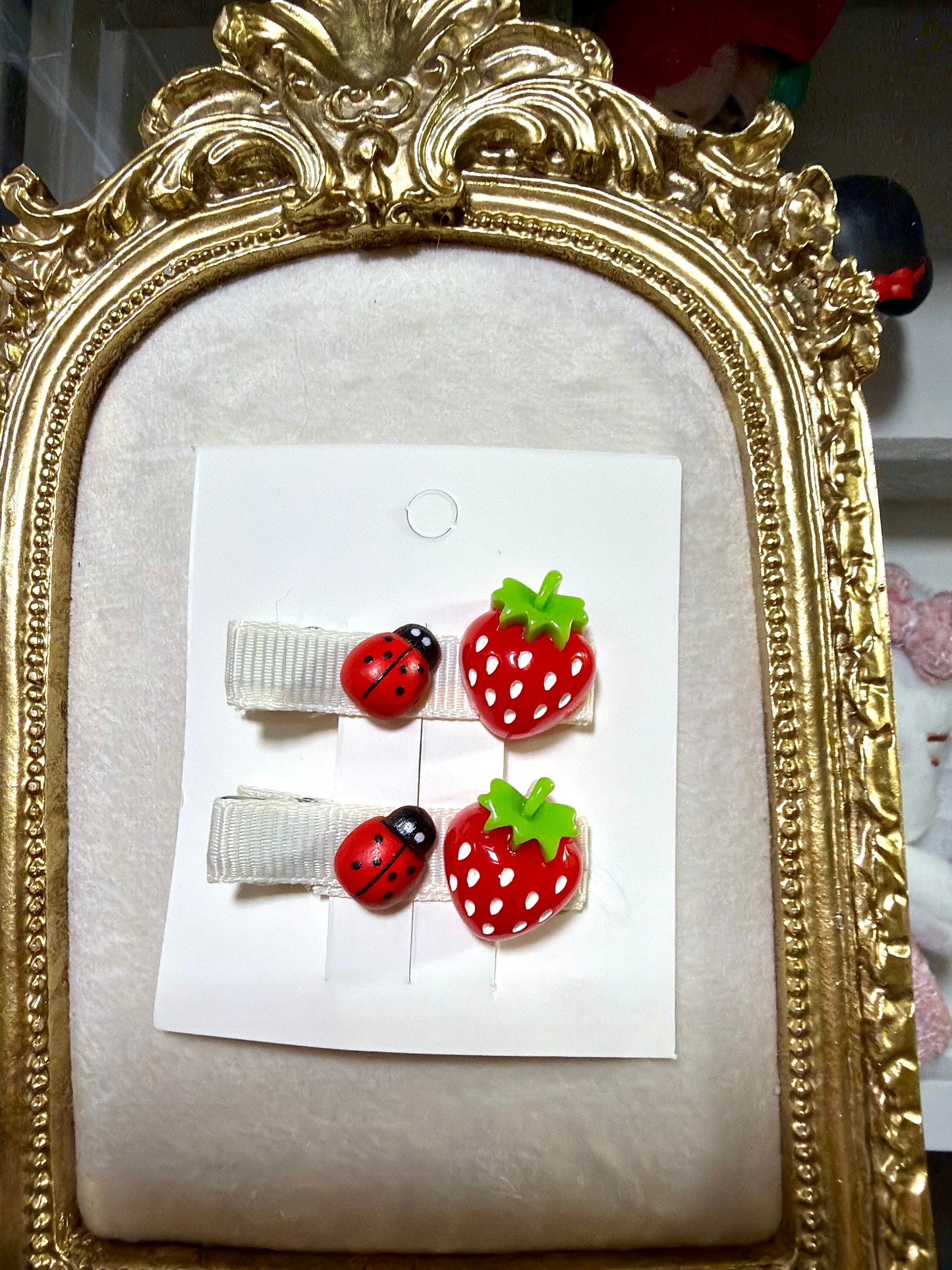 Strawberry Ladybug Kawaii Hair Clip Set 🍓🐞