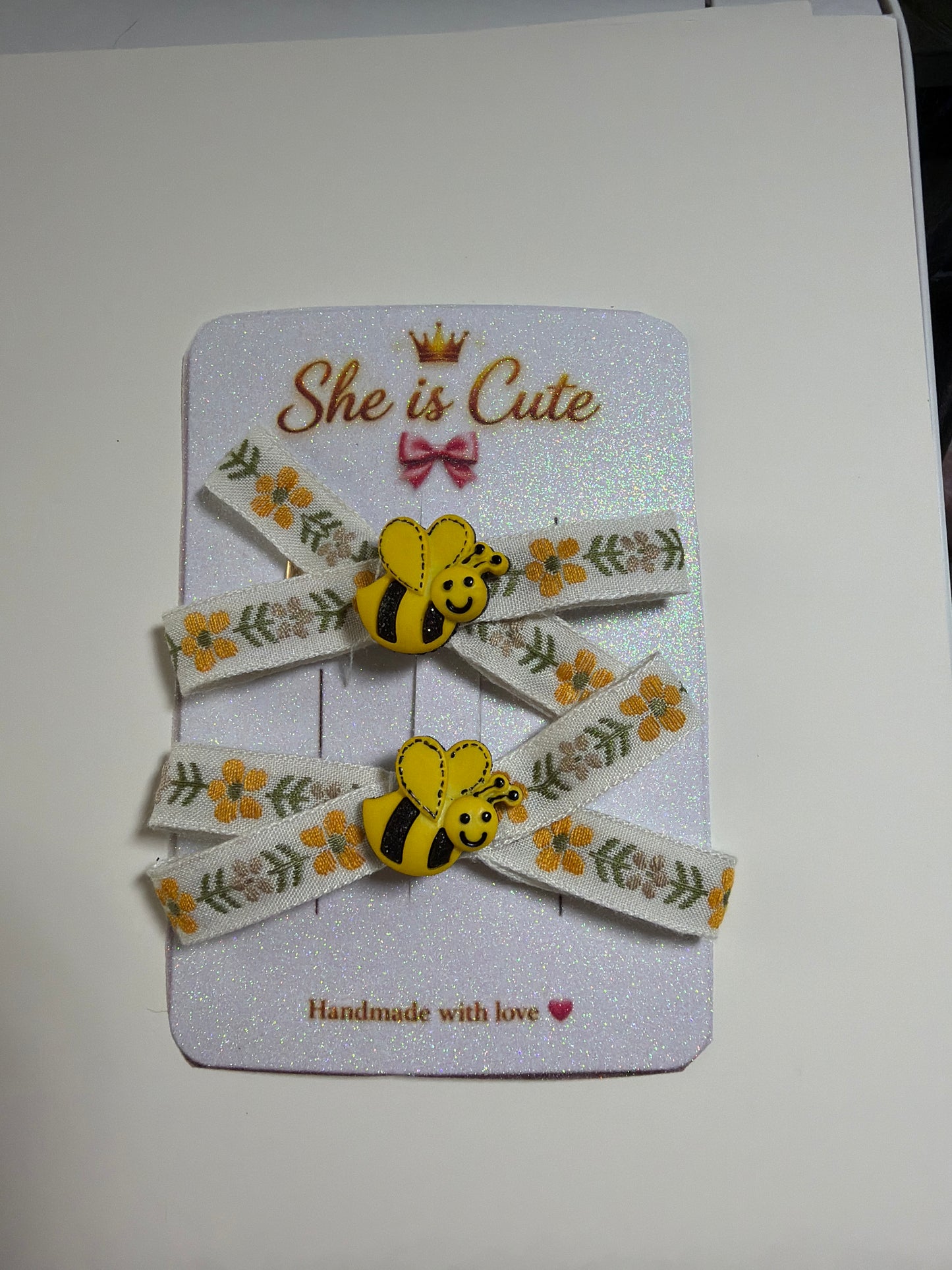 Honey Bee Ribbon Hair Clip 🐝