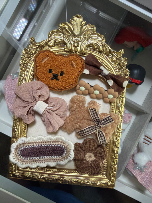Cozy Bear Kawaii Hair Clip Set – 8pcs