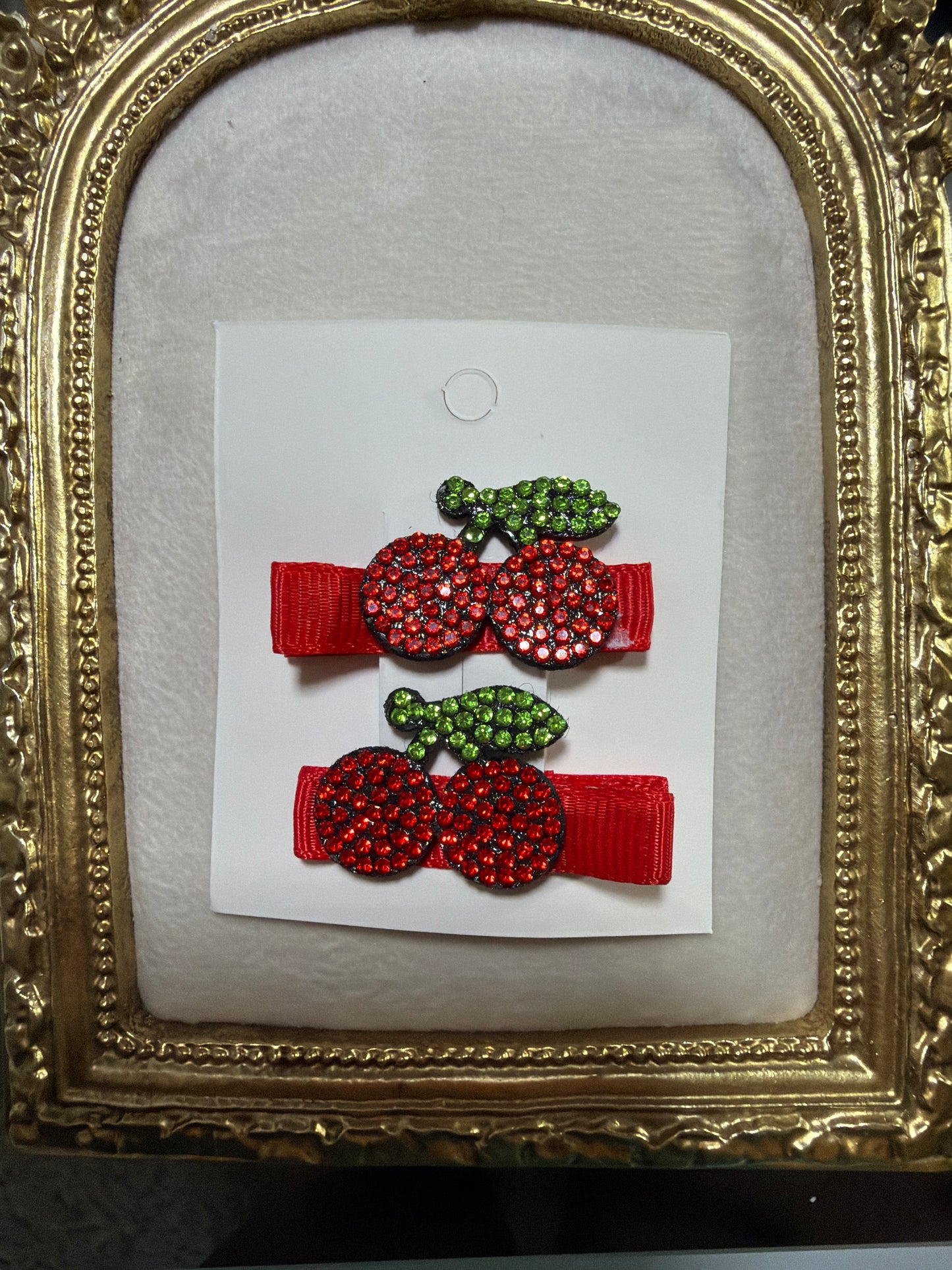 Cherry Sparkle Hair Clips
