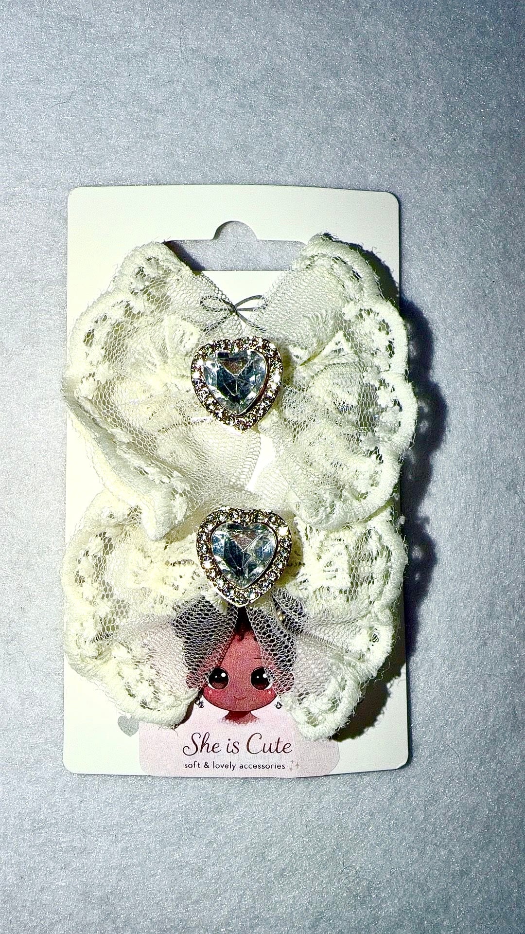 Angel Lace Heart Bow Set 🤍✨