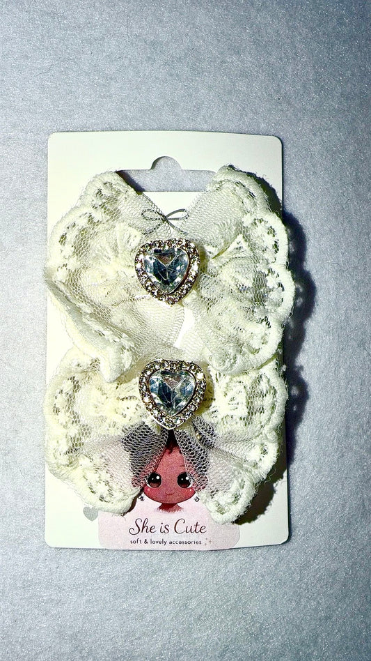 Angel Lace Heart Bow Set 🤍✨
