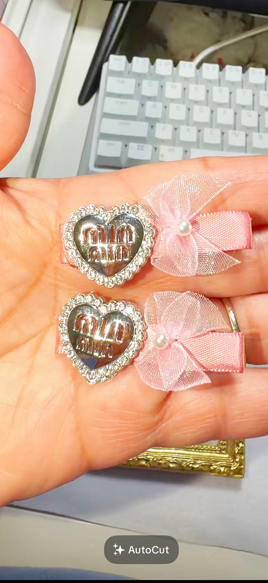 Sweet Heart Bow Hair Clip