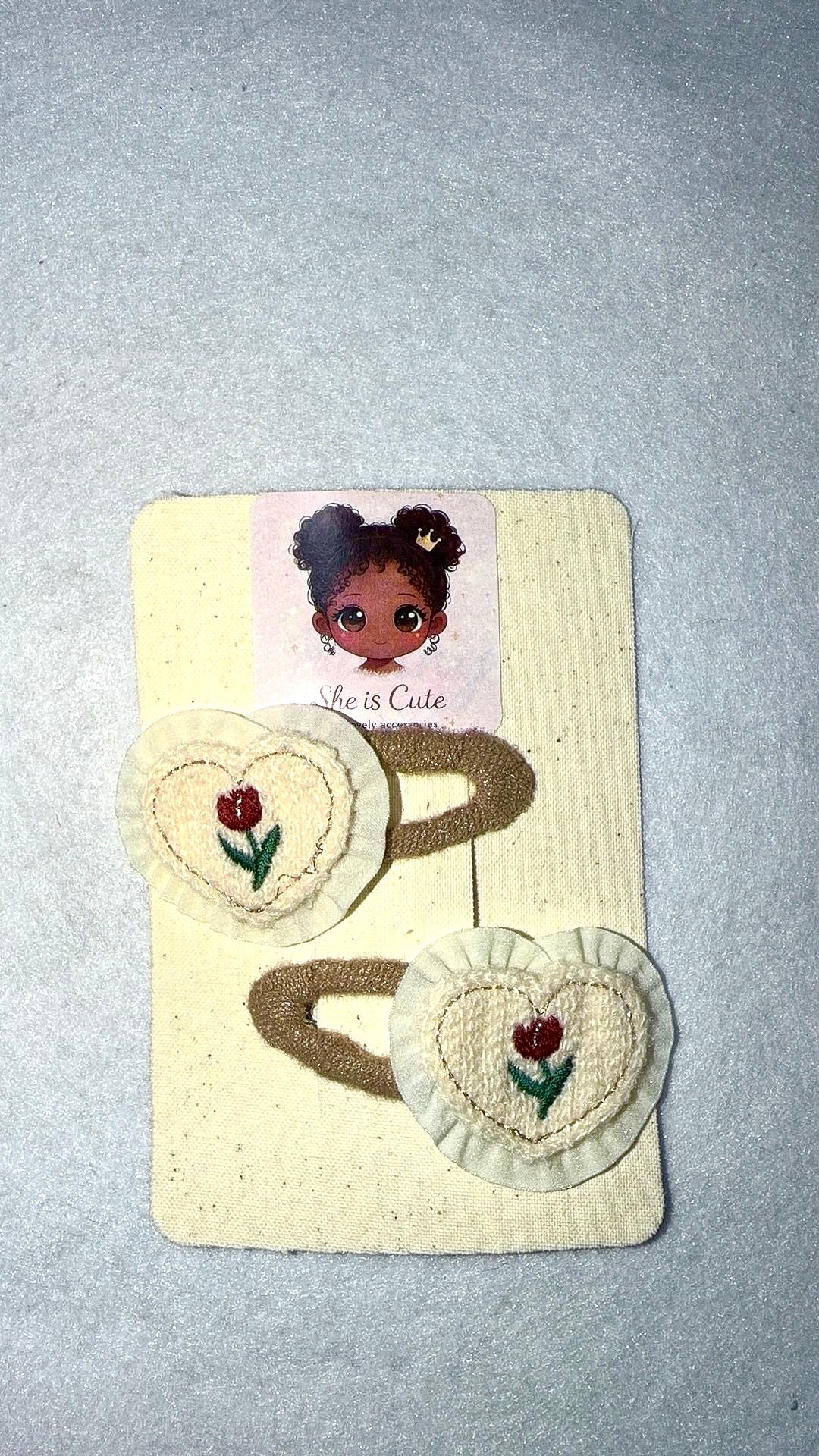 Sweet Heart Flower Hair Ties