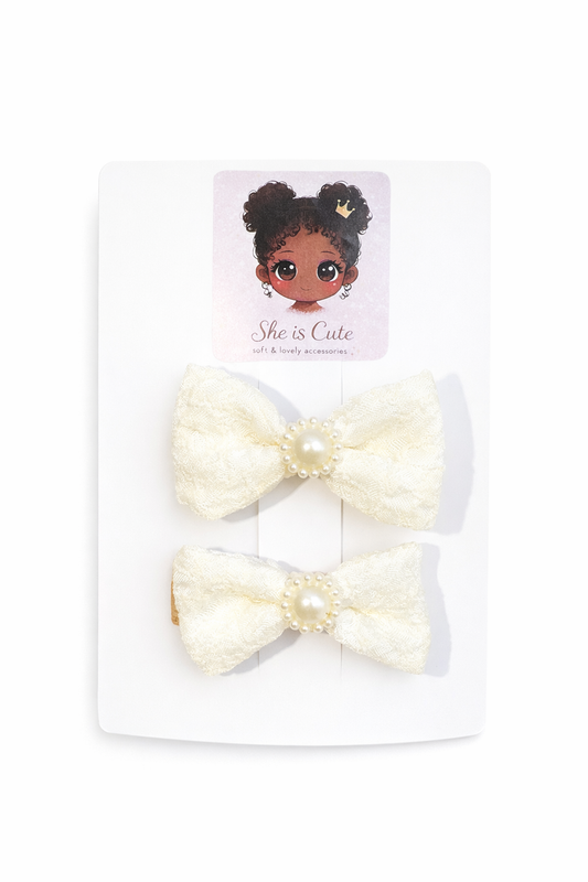 Pearl Princess Bow Clip Set