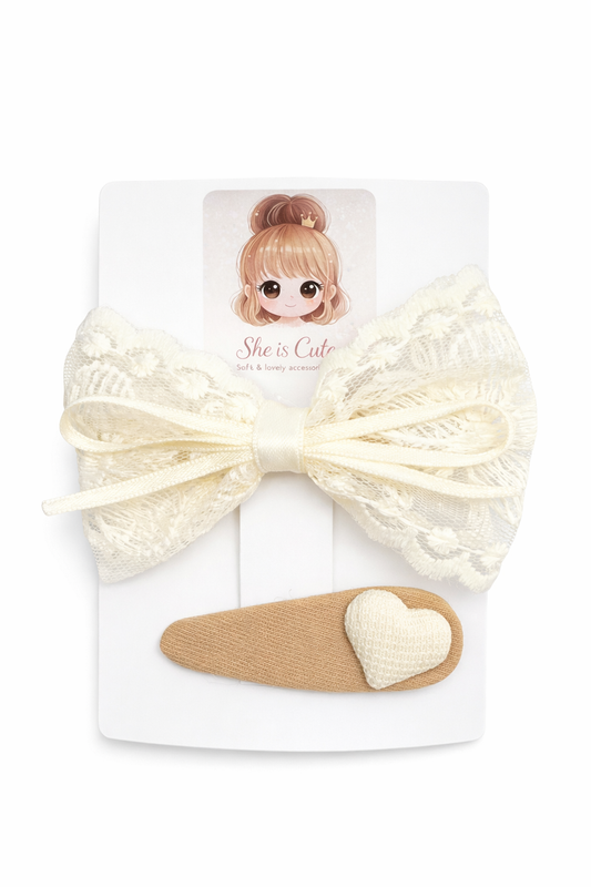 Lace Sweetheart Bow & Clip Set
