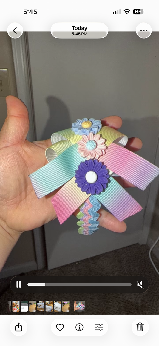 Pastel Bloom Ribbon Hair Clip