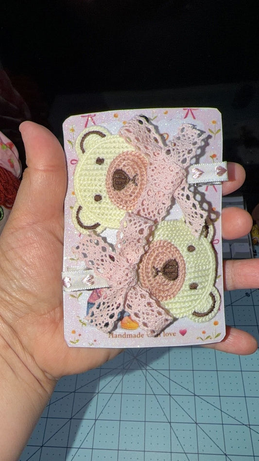 Sweet Bear Lace Hair Clips