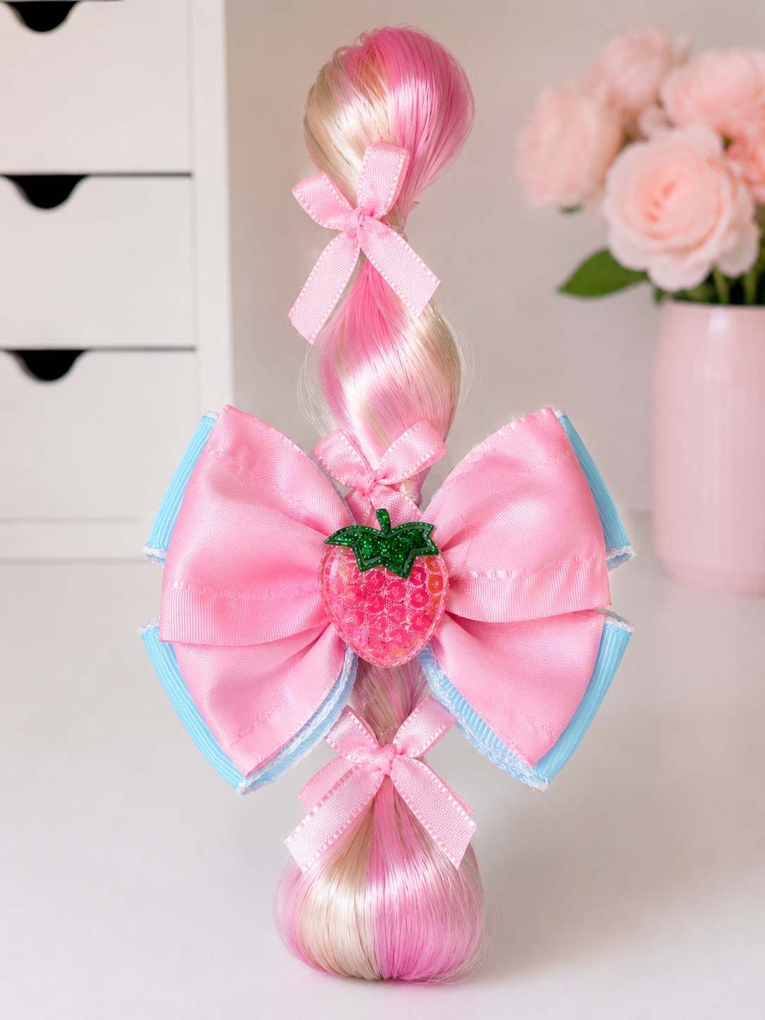 Strawberry Dream Ponytail Bow Set